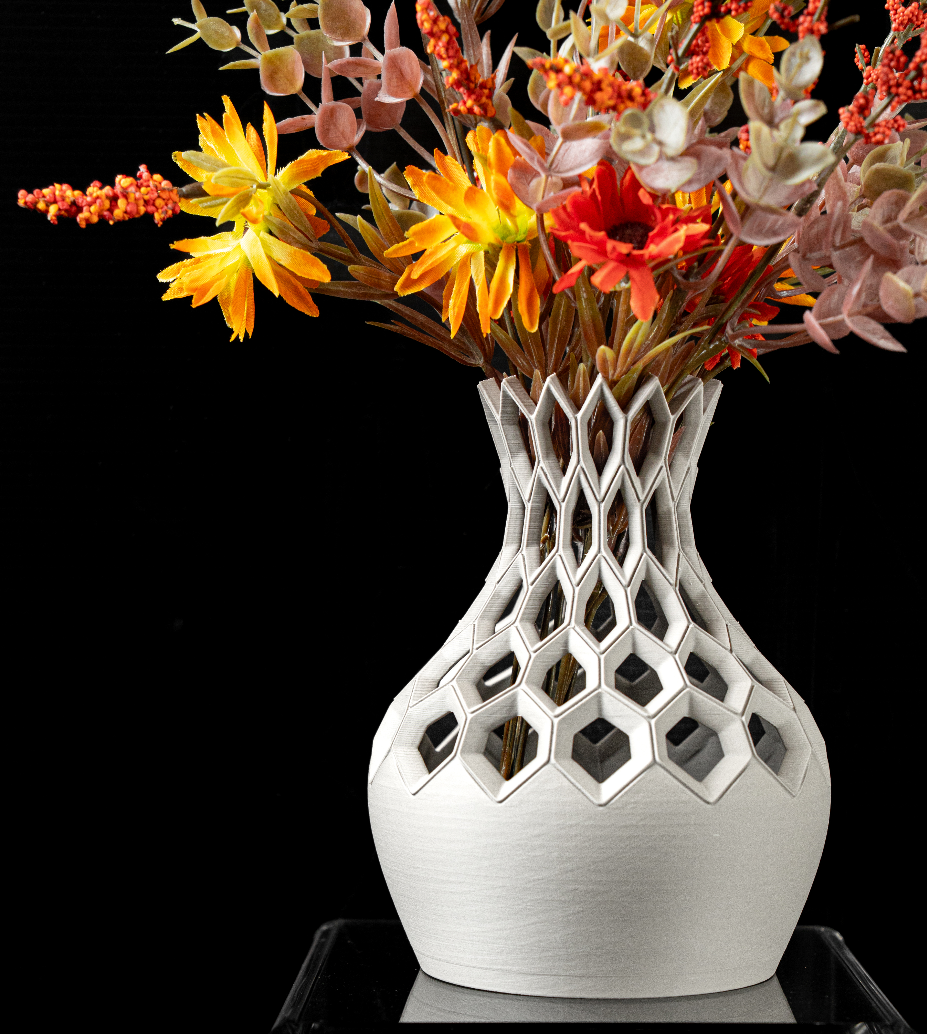 Jarrón de flores hexagonal