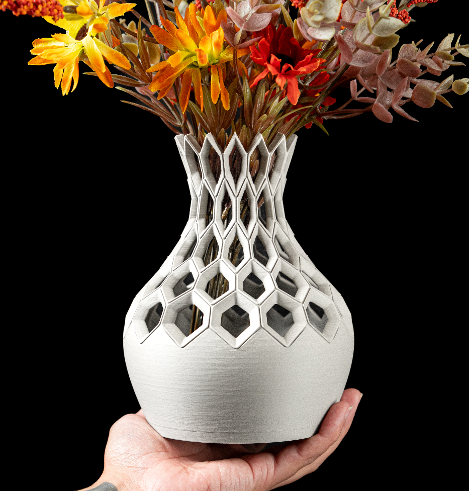 Jarrón de flores hexagonal